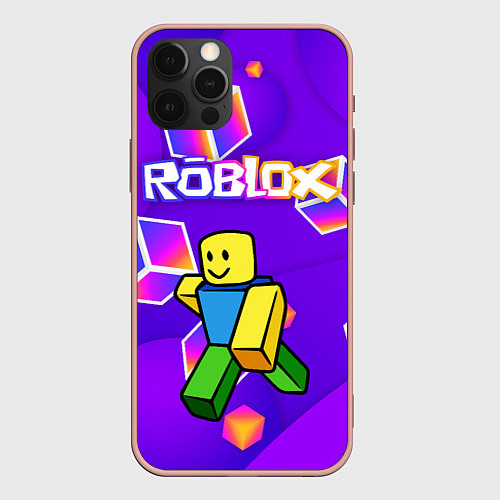 Чехол iPhone 12 Pro Max ROBLOX КУБЫ / 3D-Светло-розовый – фото 1