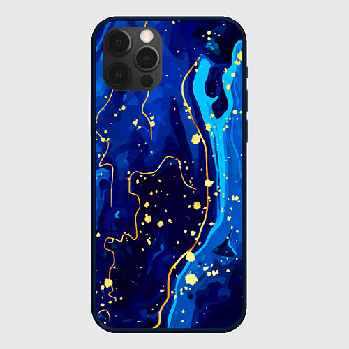 Чехол iPhone 12 Pro Max СИНИЙ ГРАНИТ / 3D-Черный – фото 1