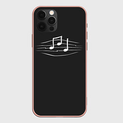 Чехол для iPhone 12 Pro Max Музыкальные ноты, цвет: 3D-светло-розовый