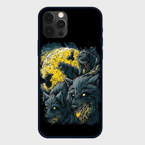Чехол iPhone 12 Pro Max ЛУННЫЕ ВОЛКИ / 3D-Черный – фото 1