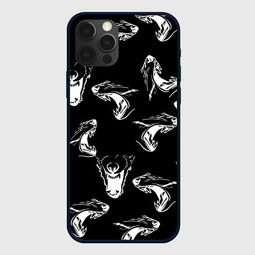 Чехол iPhone 12 Pro Max Оскал волка / 3D-Черный – фото 1