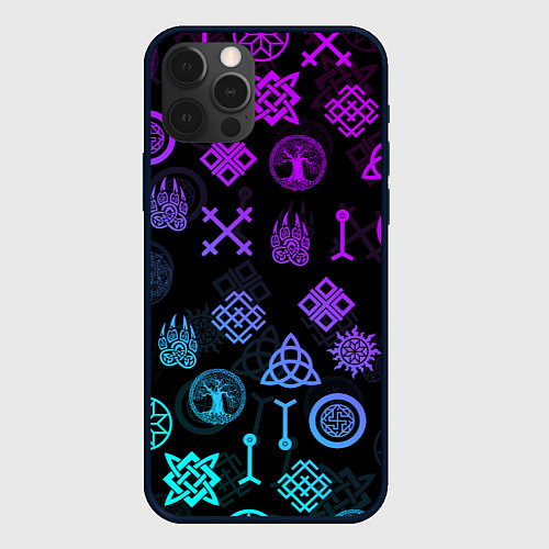 Чехол iPhone 12 Pro Max СЛАВЯНСКИЕ РУНЫ ПАТТЕРН Z / 3D-Черный – фото 1