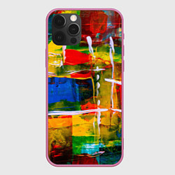 Чехол для iPhone 12 Pro Max КРАСКИ, цвет: 3D-малиновый