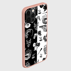 Чехол для iPhone 12 Pro Max КРОВОСТОК ТАТУИРОВКИ ЧБ, цвет: 3D-светло-розовый — фото 2