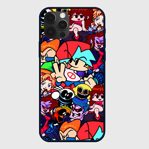 Чехол iPhone 12 Pro Max Friday Night Funkin все герои / 3D-Черный – фото 1