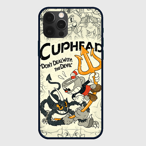 Чехол iPhone 12 Pro Max Cuphead and Devil / 3D-Черный – фото 1