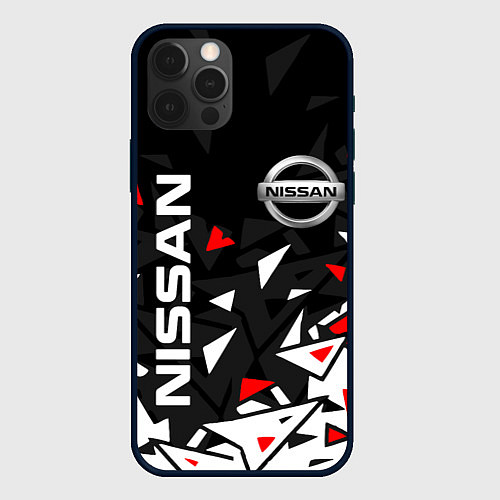 Чехол iPhone 12 Pro Max NISSAN НИССАН ОСКОЛКИ / 3D-Черный – фото 1