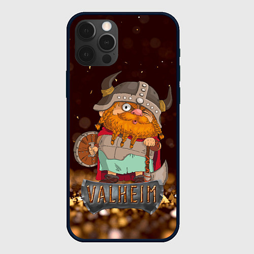 Чехол iPhone 12 Pro Max Valheim мультяшный викинг / 3D-Черный – фото 1