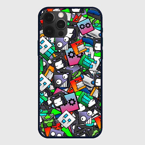 Чехол iPhone 12 Pro Max Geometry Dash: Pattern Z / 3D-Черный – фото 1