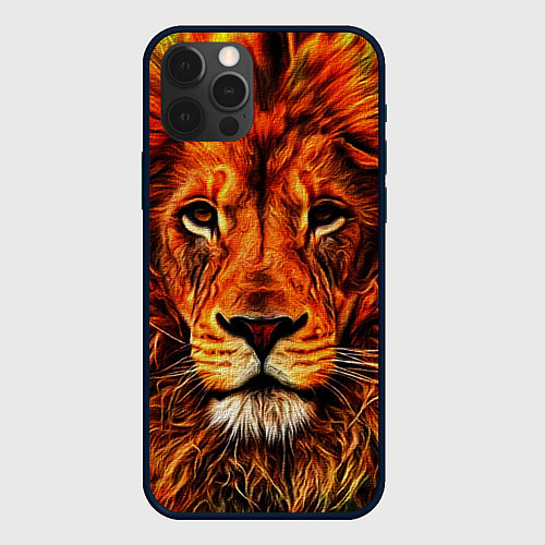 Чехол iPhone 12 Pro Max LION / 3D-Черный – фото 1