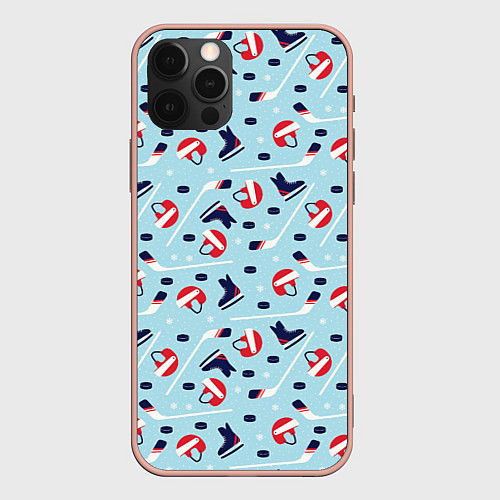 Чехол iPhone 12 Pro Max Hockey Pattern / 3D-Светло-розовый – фото 1