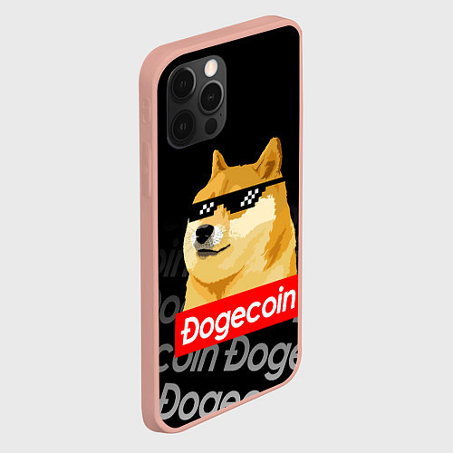 Чехол iPhone 12 Pro Max DOGECOIN DOGE ДОГИКОИН / 3D-Светло-розовый – фото 2