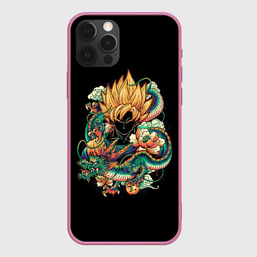 Чехол iPhone 12 Pro Max Dragon Ball Retro Style / 3D-Малиновый – фото 1
