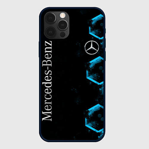 Чехол iPhone 12 Pro Max Mercedes Мерседес Неон / 3D-Черный – фото 1