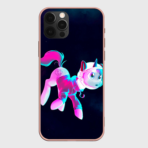 Чехол iPhone 12 Pro Max Пони в космосе / 3D-Светло-розовый – фото 1