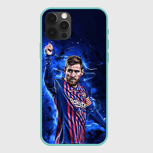 Чехол iPhone 12 Pro Max Lionel Messi Barcelona 10 / 3D-Мятный – фото 1