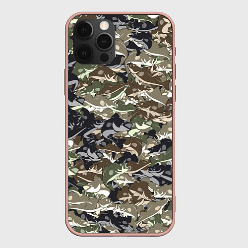 Чехол iPhone 12 Pro Max Камуфляж для рыбака / 3D-Светло-розовый – фото 1