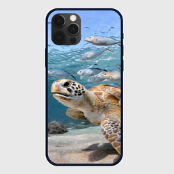 Чехол для iPhone 12 Pro Max Морская черепаха, цвет: 3D-черный