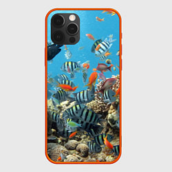 Чехол для iPhone 12 Pro Max Коралловые рыбки, цвет: 3D-красный