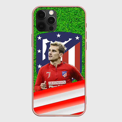 Чехол iPhone 12 Pro Max Антуан Гризманн Antoine Griezmann спина Z / 3D-Светло-розовый – фото 1