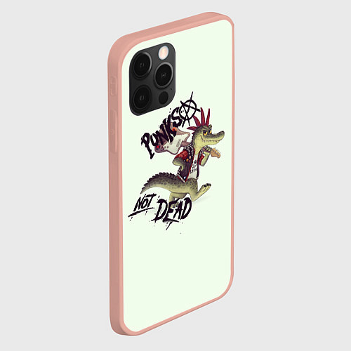 Чехол iPhone 12 Pro Max Крокодил панк / 3D-Светло-розовый – фото 2