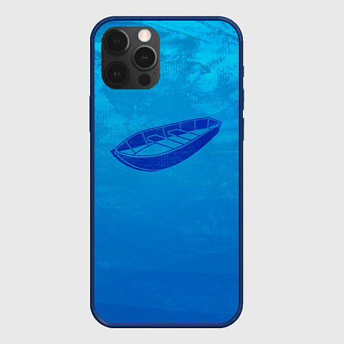 Чехол iPhone 12 Pro Max Одинокая Лодка / 3D-Тёмно-синий – фото 1