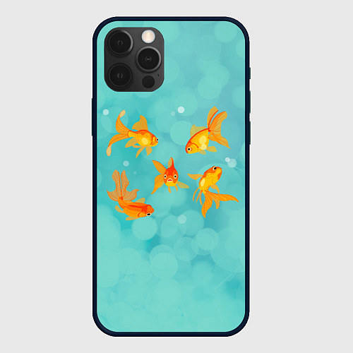 Чехол iPhone 12 Pro Max Золотые рыбки / 3D-Черный – фото 1