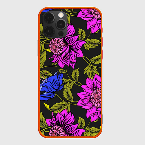 Чехол iPhone 12 Pro Max Цветочный Паттерн / 3D-Красный – фото 1