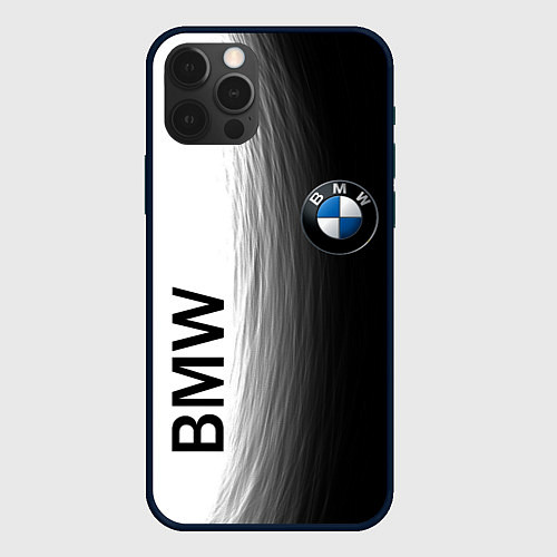 Чехол iPhone 12 Pro Max Black and White BMW / 3D-Черный – фото 1