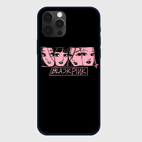 Чехол iPhone 12 Pro Max Black Pink Art / 3D-Черный – фото 1