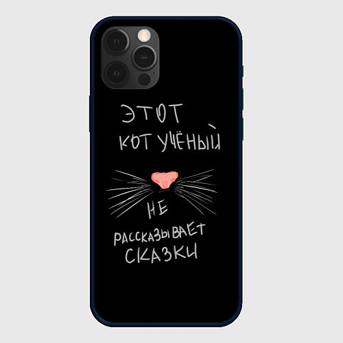 Чехол iPhone 12 Pro Max Учёный кот / 3D-Черный – фото 1
