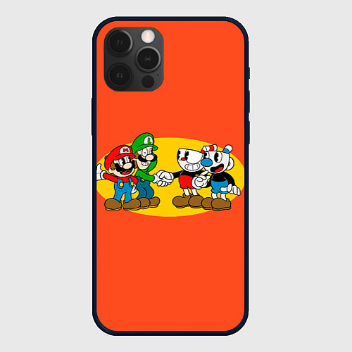 Чехол iPhone 12 Pro Max CupHead x Mario / 3D-Черный – фото 1