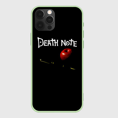 Чехол iPhone 12 Pro Max Death Note яблоко и ручка / 3D-Салатовый – фото 1