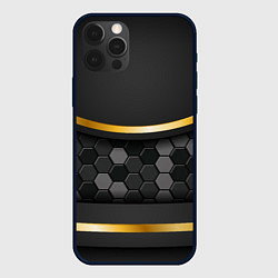 Чехол для iPhone 12 Pro Max 3D ТЕМНАЯ БРОНЯ С ЗОЛОТОМ, цвет: 3D-черный