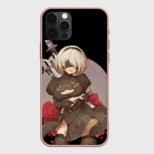 Чехол iPhone 12 Pro Max Nier: Automata 2B / 3D-Светло-розовый – фото 1