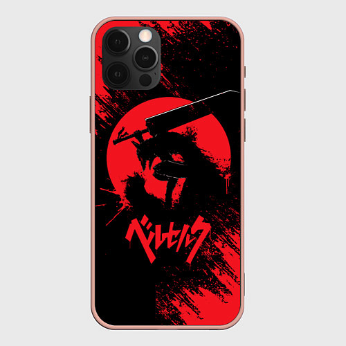 Чехол iPhone 12 Pro Max BERSERK red краска / 3D-Светло-розовый – фото 1