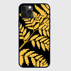 Чехол для iPhone 12 Pro Max Жёлтый папоротник, цвет: 3D-черный