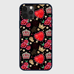 Чехол для iPhone 12 Pro Max Корона и розы, цвет: 3D-черный