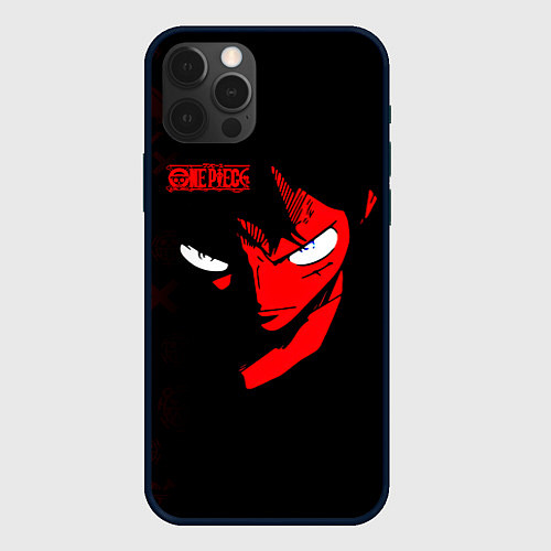 Чехол iPhone 12 Pro Max Взгляд Луффи One Piece / 3D-Черный – фото 1