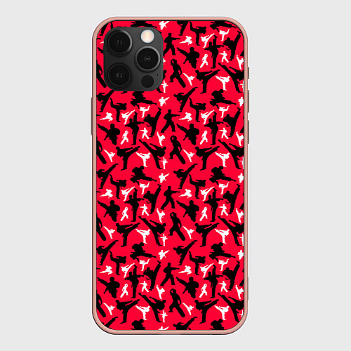 Чехол iPhone 12 Pro Max Белый Каратист против Черного / 3D-Светло-розовый – фото 1