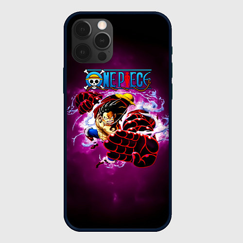 Чехол iPhone 12 Pro Max Атака резинового Луффи One Piece / 3D-Черный – фото 1