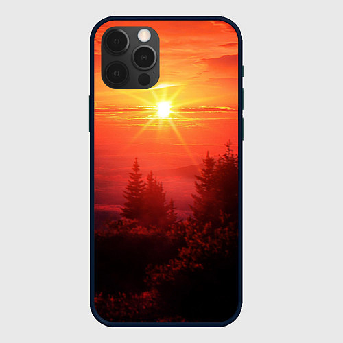 Чехол iPhone 12 Pro Max УТРЕННИЙ РАССВЕТ НАД ОБЛАКАМИ / 3D-Черный – фото 1