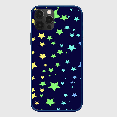 Чехол iPhone 12 Pro Max Звезды / 3D-Тёмно-синий – фото 1