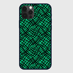 Чехол для iPhone 12 Pro Max Абстрактный зелено-черный узор, цвет: 3D-черный