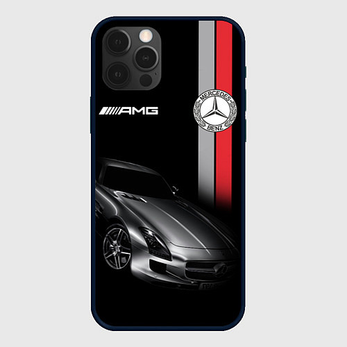 Чехол iPhone 12 Pro Max MERCEDES BENZ AMG / 3D-Черный – фото 1