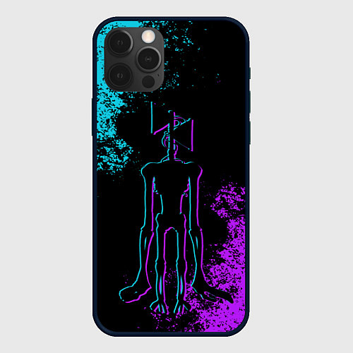 Чехол iPhone 12 Pro Max НЕОНОВЫЙ СИРЕНОГОЛОВЫЙ / 3D-Черный – фото 1