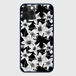 Чехол для iPhone 12 Pro Max Лилии черно-белые, цвет: 3D-черный
