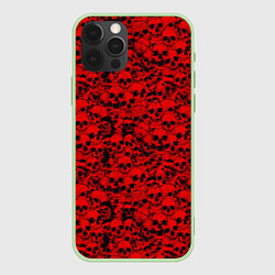 Чехол для iPhone 12 Pro Max Красные черепа, цвет: 3D-салатовый
