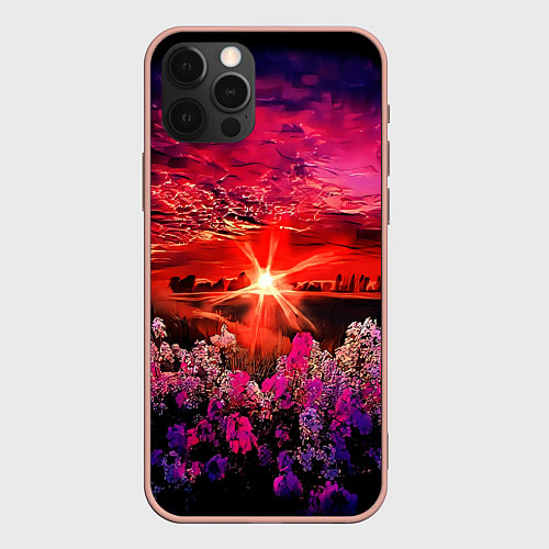 Чехол iPhone 12 Pro Max МАЛИНОВЫЙ ЗАКАТ / 3D-Светло-розовый – фото 1