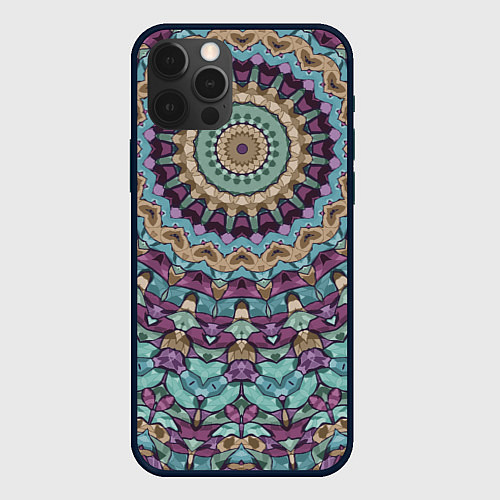 Чехол iPhone 12 Pro Max Сиренево-голубой калейдоскоп / 3D-Черный – фото 1